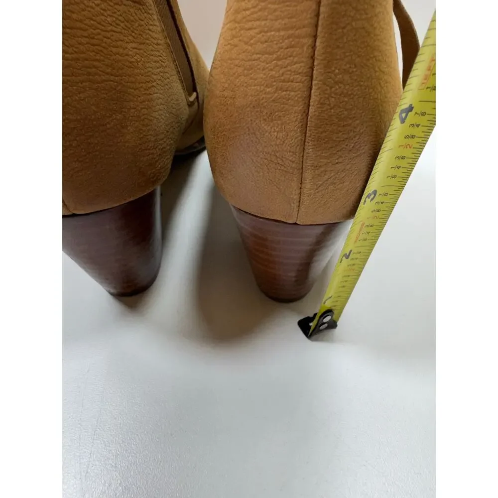 Vionic Strrling Women’s Heeled Boots Sz 9.5 Leather Suede Beige Side Zip Boho